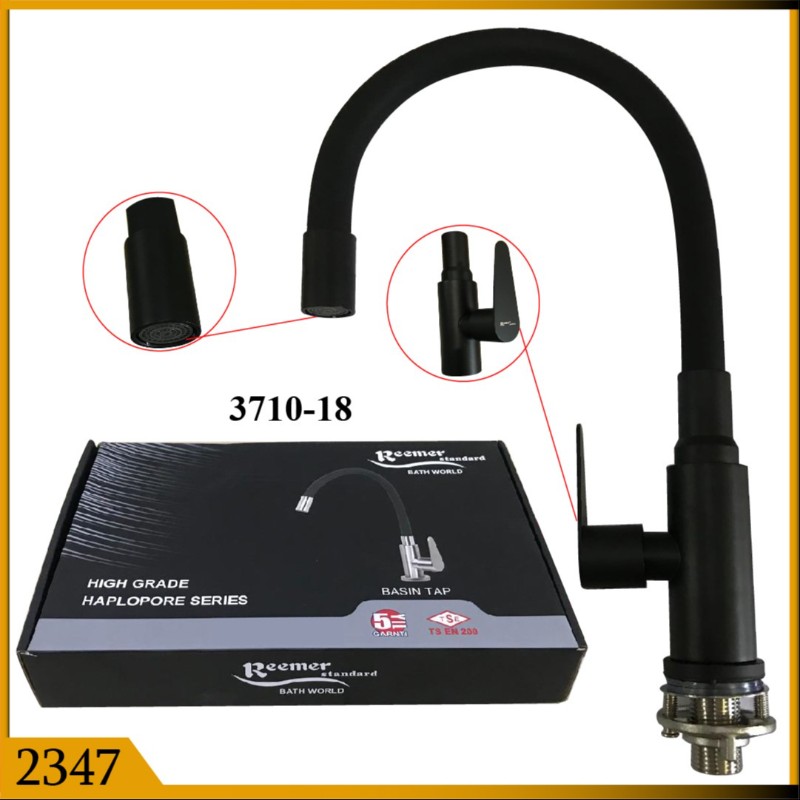 SINK TAP FLEXIBLE TYPE BLK HEAVY RMR STANDED (2347)